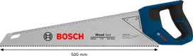 منشار يدوي من Bosch 500 مم 7 أسنان لكل بوصة لقطع الخشب بسرعة.