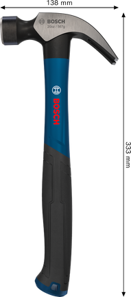 مطرقة Bosch ذات مخلب وزنها 20 أونصة برأس منحني من الفولاذ الكربوني.