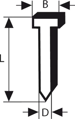 مسمار Bosch T للمسامير مع أبعاد مُسمّاة.