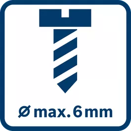 Max. screw diameter 6 mm 