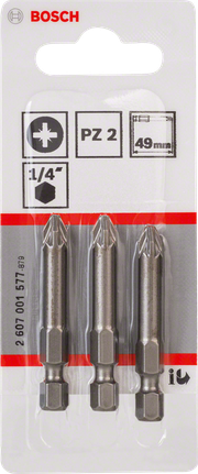 Bosch PZ2 1/4″ 49mm extra hard screwdriver bits.