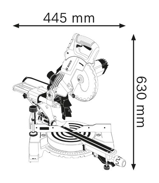 Mitre saw dimensions.