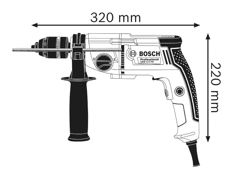 Side handle drill diagram.