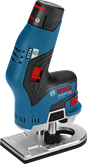 Bosch GKF 12V-8 cordless palm router, ergonomic grip.