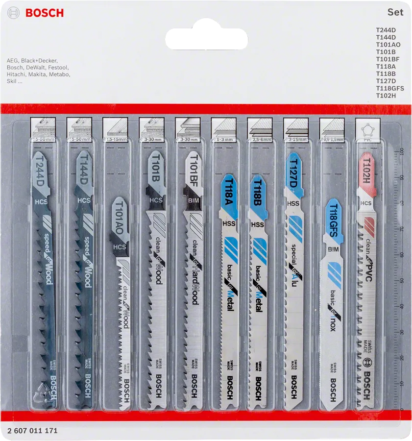 Bosch jigsaw blade set 10 pcs All in One.