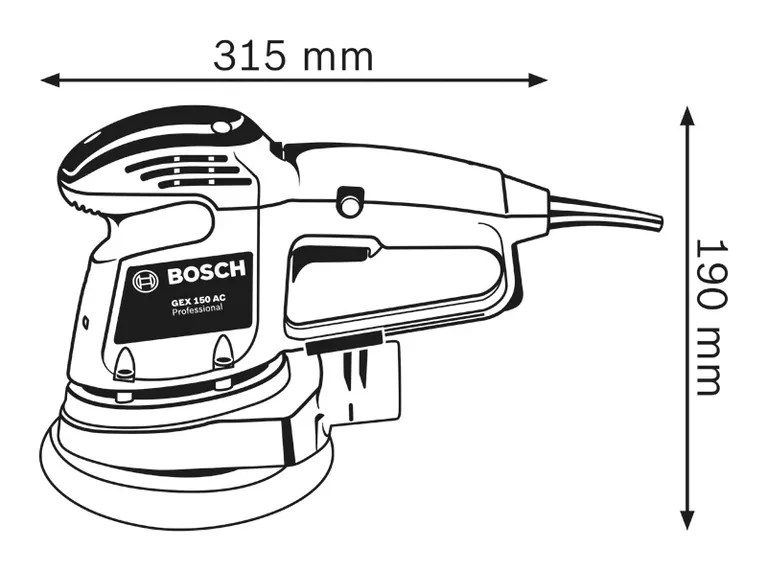 Orbital sander dimensions.