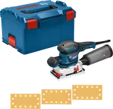 Bosch GSS 230 AVE orbital sander with dust box and case.