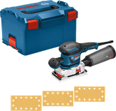 Bosch GSS 230 AVE orbital sander with dust box and case.