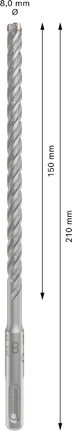 Bosch PRO SDS plus-5X hammer drill bit, 8 x 150 x 210 mm.