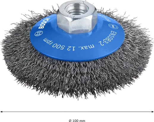Bosch PRO Metal clean Bevel Brush 100 mm for angle grinders.