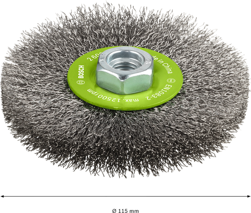 Bosch PRO Stainless Steel clean wire wheel, 115 mm diameter.