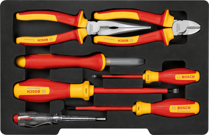 Bosch VDE hand tools set 7 pcs for electrical work.