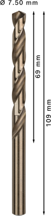 Bosch PRO HSS-Co twist drill bit 7.5 mm for stainless steel.
