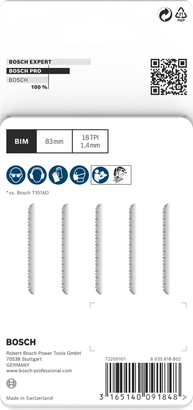 Bosch PRO Hardwood clean curve T101AOF jigsaw blades 83mm 5pcs.