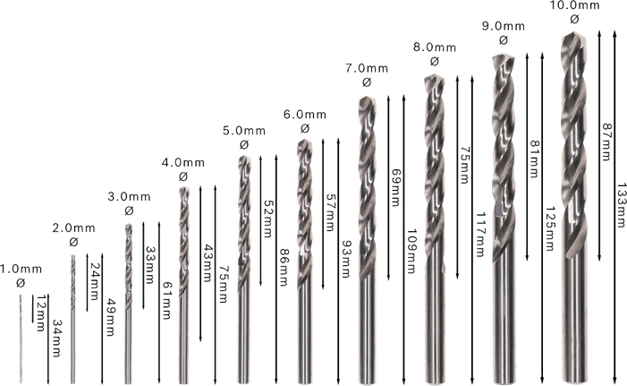 Bosch PRO Metal HSS-G Twist Drill Bit Set, 10 sizes.