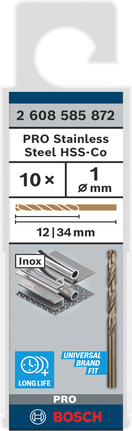 Bosch 1×12×34 mm HSS-Co drill bits 10 pcs.