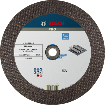 Bosch PRO Metal Bonded Cutting Disc 305mm for metal.