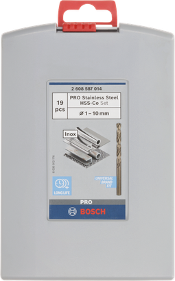 Bosch PRO stainless steel HSS-Co drill bit set 1–10 mm.