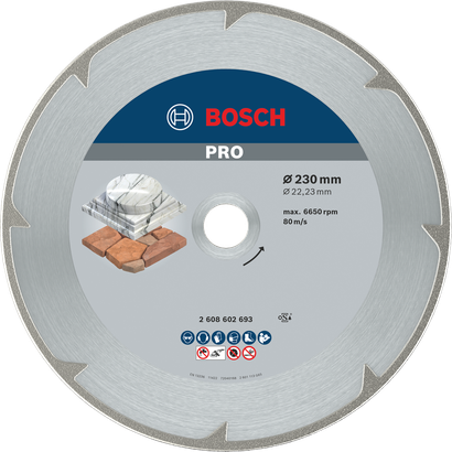 Bosch PRO Marble Diamond Disc 230 mm for cutting stone.