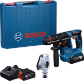 Bosch GBH 18V-18 rotary hammer with case and accessories.