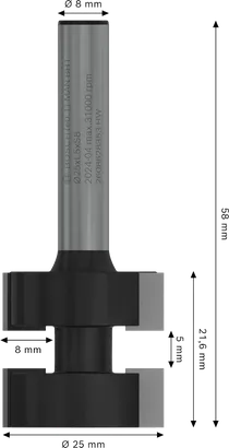 Bosch PRO Router Tongue Jointing Bit 8mm shank.