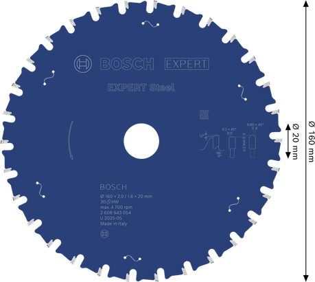 Bosch EXPERT Steel Circular Saw Blade 160mm T30.