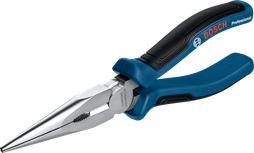 Bosch long nose pliers 200 mm with induction hardened cutting edges.