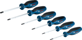 Bosch screwdriver set TX 6 pcs with multi-component handles.