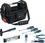Bosch GWT 20 hand tools set with carry bag, 17 pieces.