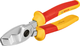 Bosch VDE cable shear with insulated red yellow handles.
