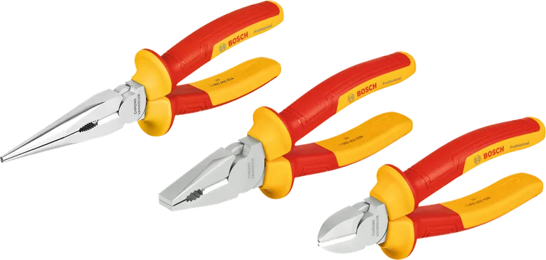 Bosch VDE Pliers Set 3 pcs with insulated handles.