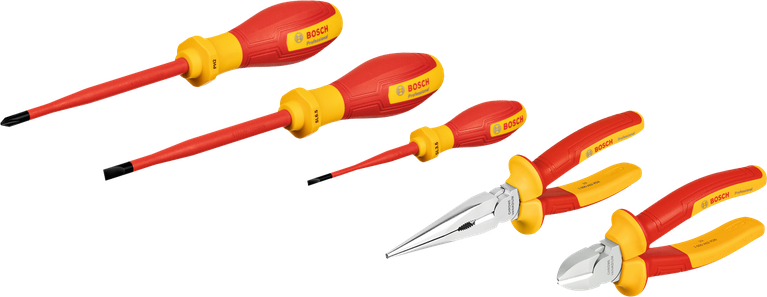 Bosch VDE Hand Tools Mixed Set 5 pcs for electrical work.