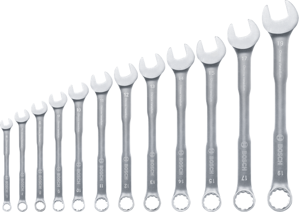 Bosch combination wrench set 6-19 mm 12 pieces.