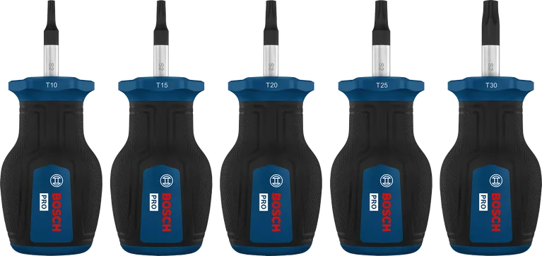 Bosch PRO Stubby Screwdriver TX Set 5 pcs with S2 shafts.