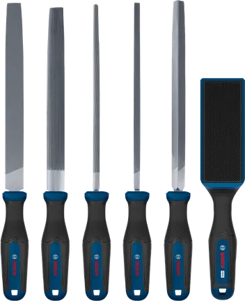 Bosch file set 5 pcs plus PRO file brush with multi-component handles.