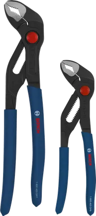 Bosch water pump pliers set with dipped non-slip handles.