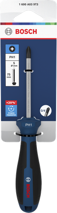 Bosch PH1 x 75 mm screwdriver with ergonomic handle.