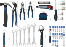 Bosch Hand Tool Mixed Set 89 pcs with wrench and screwdriver assortment.
