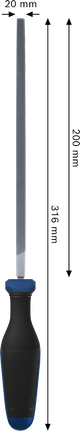 Bosch square file 200 mm with ergonomic handle.