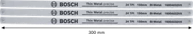 Bosch 150 mm bi-metal hacksaw blades for thin metal, 24 TPI.