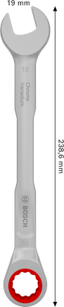 Bosch Ratchet Combination Wrench 19 mm chrome vanadium.