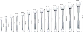 Bosch Combination Wrench Set 6-19 mm, 12 pieces, +50% torque.