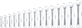 Bosch combination wrench set 6-21 mm, 15 pieces, 50% higher torque.