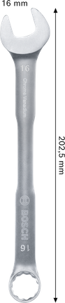 Bosch combination wrench 16 mm chrome vanadium.