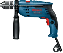 Bosch GSB 1600 RE impact drill with side handle.