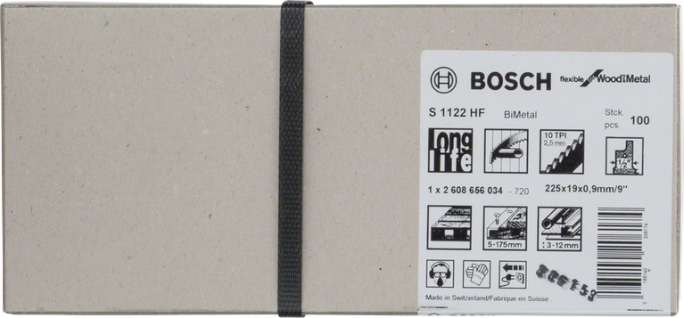 Lames de scie Bosch S 1122 HF pour la coupe du bois et du métal.