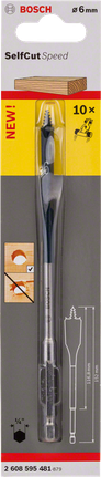 Foret plat Bosch Self Cut Speed 6 mm.