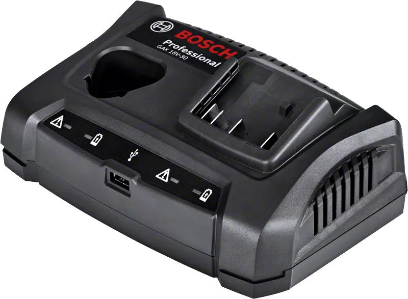 Chargeur double baie Bosch GAX 18V-30 avec port USB.