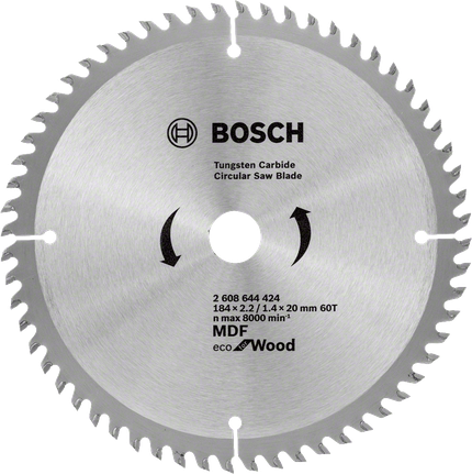 Lame de scie circulaire Bosch Eco pour bois, 60 dents ATB.