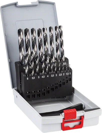 Coffret de 19 forets hélicoïdaux Bosch HSS PointTeQ dans ProBox.
